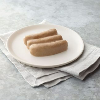 Thick and Easy Shaped Pureed Frozen sausage on a table