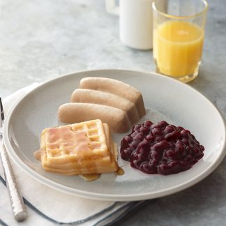 Thick and Easy Shaped Pureed Frozen Breakfast on a table