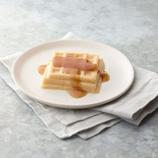 Thick and Easy Shaped Pureed Frozen waffle on a table